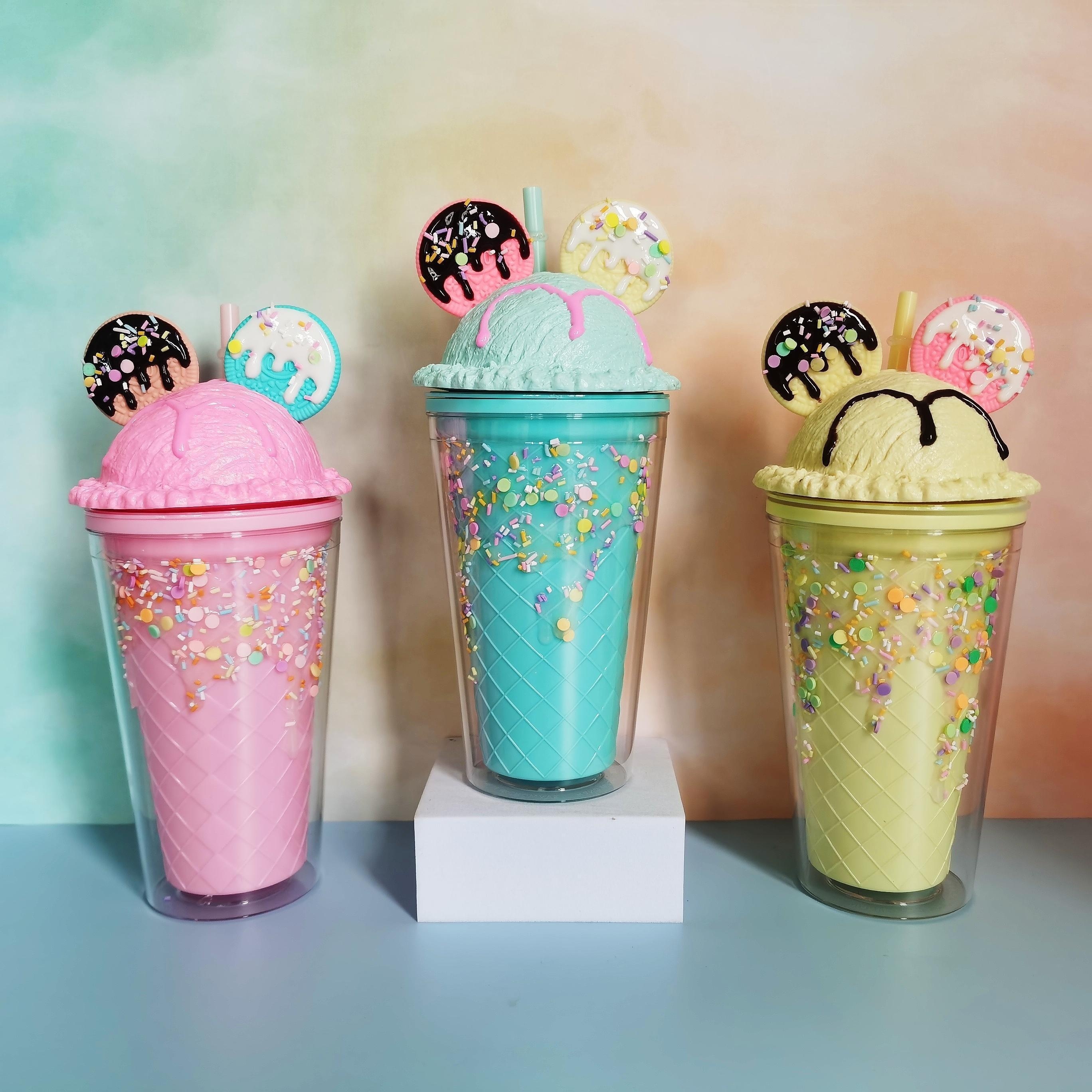 1pc Cute Candy Colored Plastic Cup With Straw For Summer, High-capacity,  Appearance
