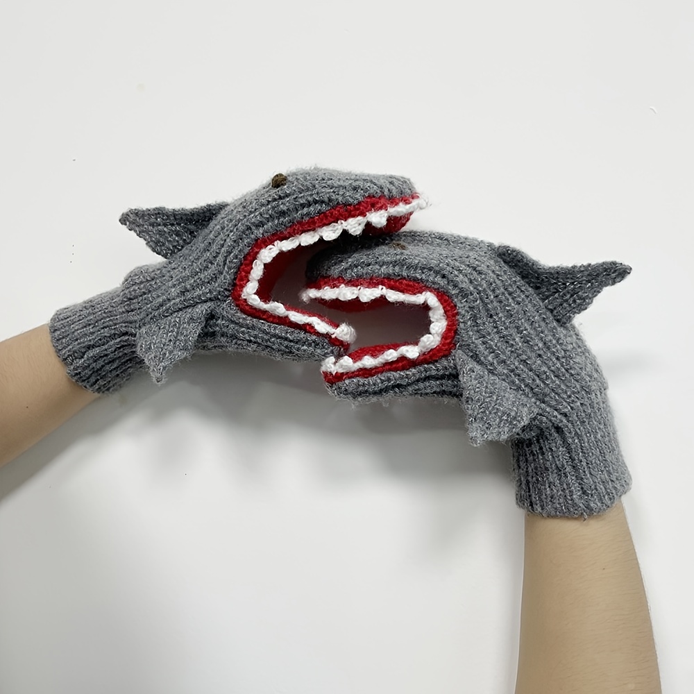 a pair autumn winter dress three dimensional shark gloves