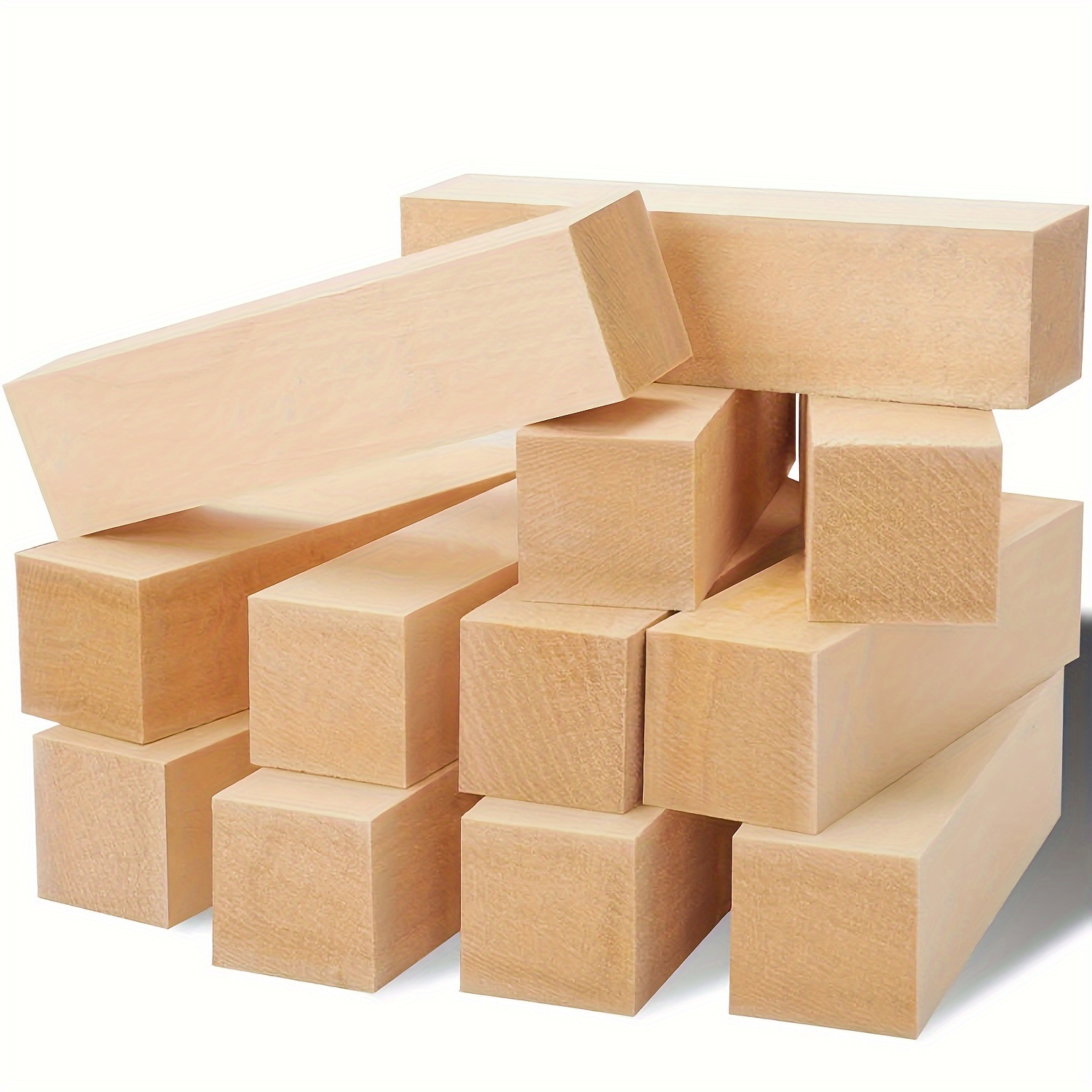 Madera de 4 pulgadas para tallar, 12 cubos de madera sin terminar, bloques  de madera rectangulares para tallar, manualidades y tallar para adultos