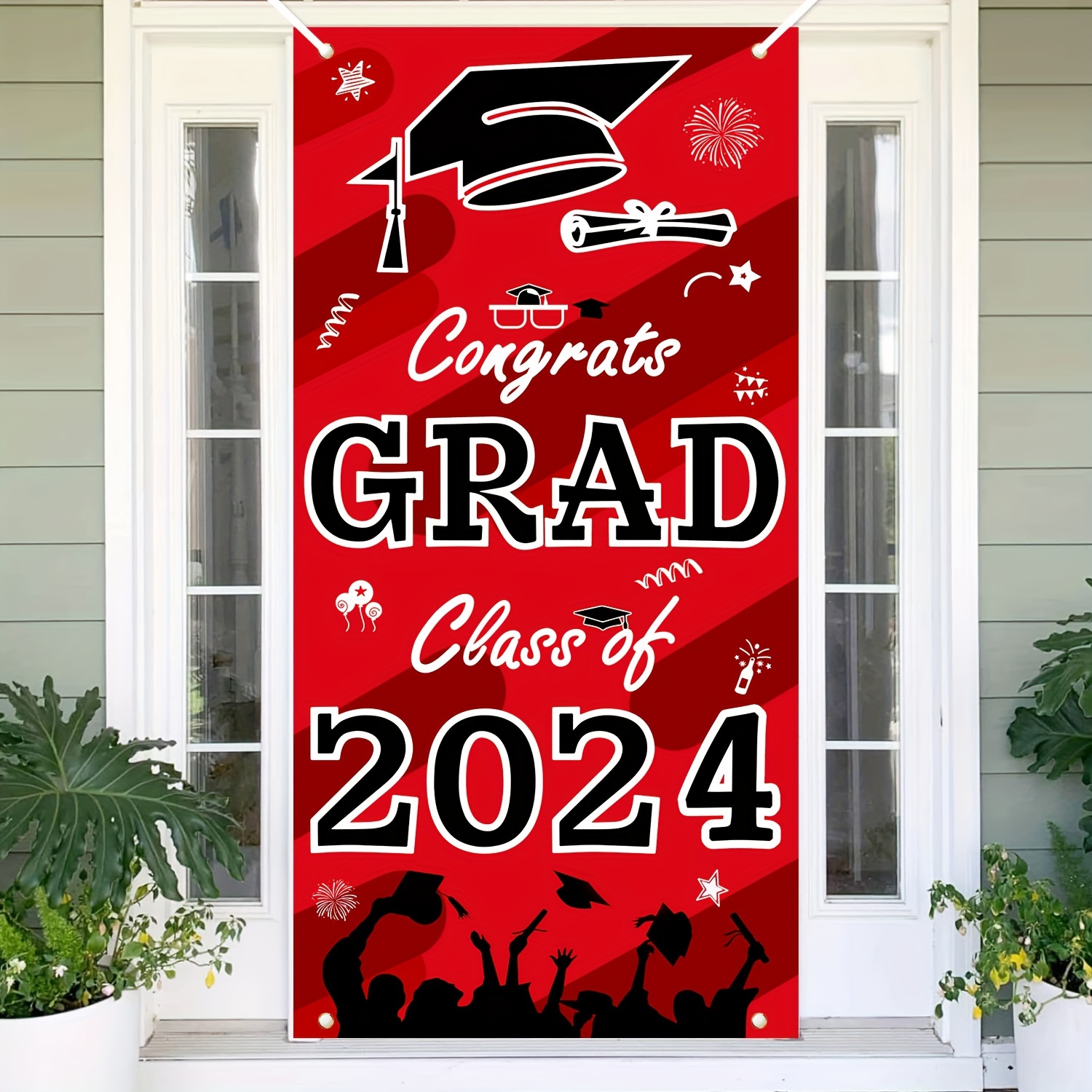 1pc,2024 Graduation Decorations,Class Of 2024 Graduation Banner Porch  Sign,For Grad Party Supplies,Graduation Party Decorations