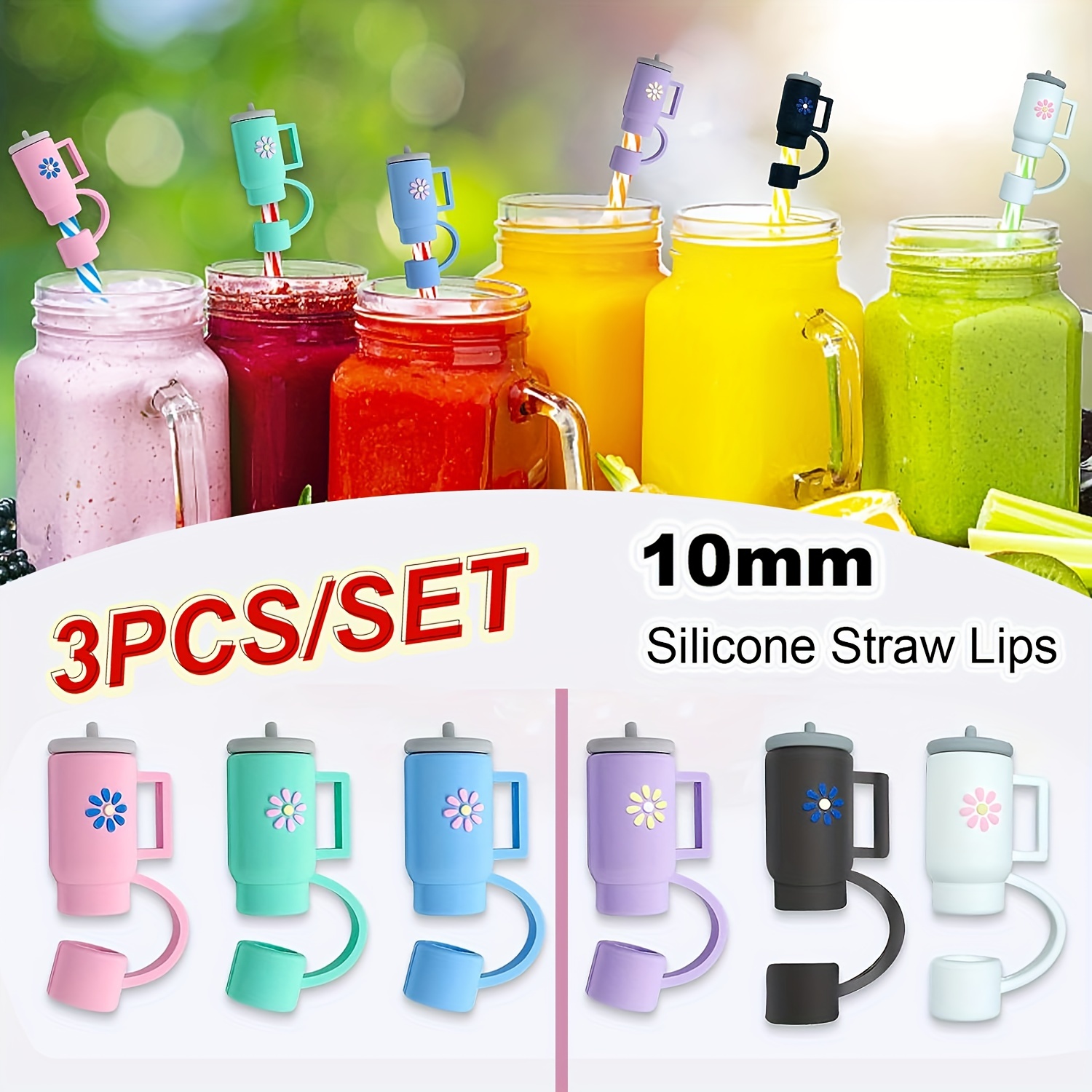 1pc, Straw Tips Cover, 10mm Straw Covers Cap, Cute Reusable Drink Straws  Covers, Straw Protectors, Cup Shape Soft Silicone Straw Lids