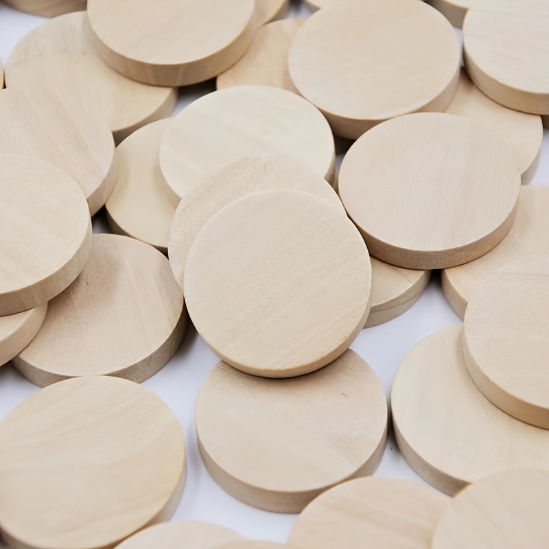 

60pcs 5x25mm Solid Wood Round Discs For Diy Crafts, Hand-painted Jewelry Making Supplies & Accessories