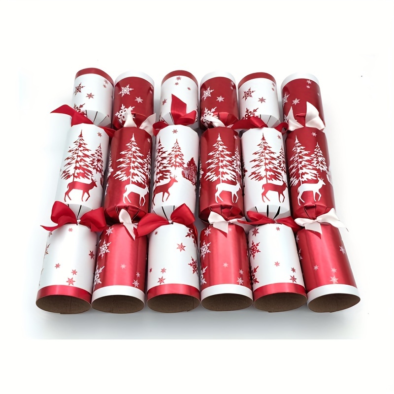 6pcs/box, Christmas Games For The Party-Red White Christmas Tree Reindeer  Elements Inside Paper Hat English Joke Paper Selected Materials, Christmas