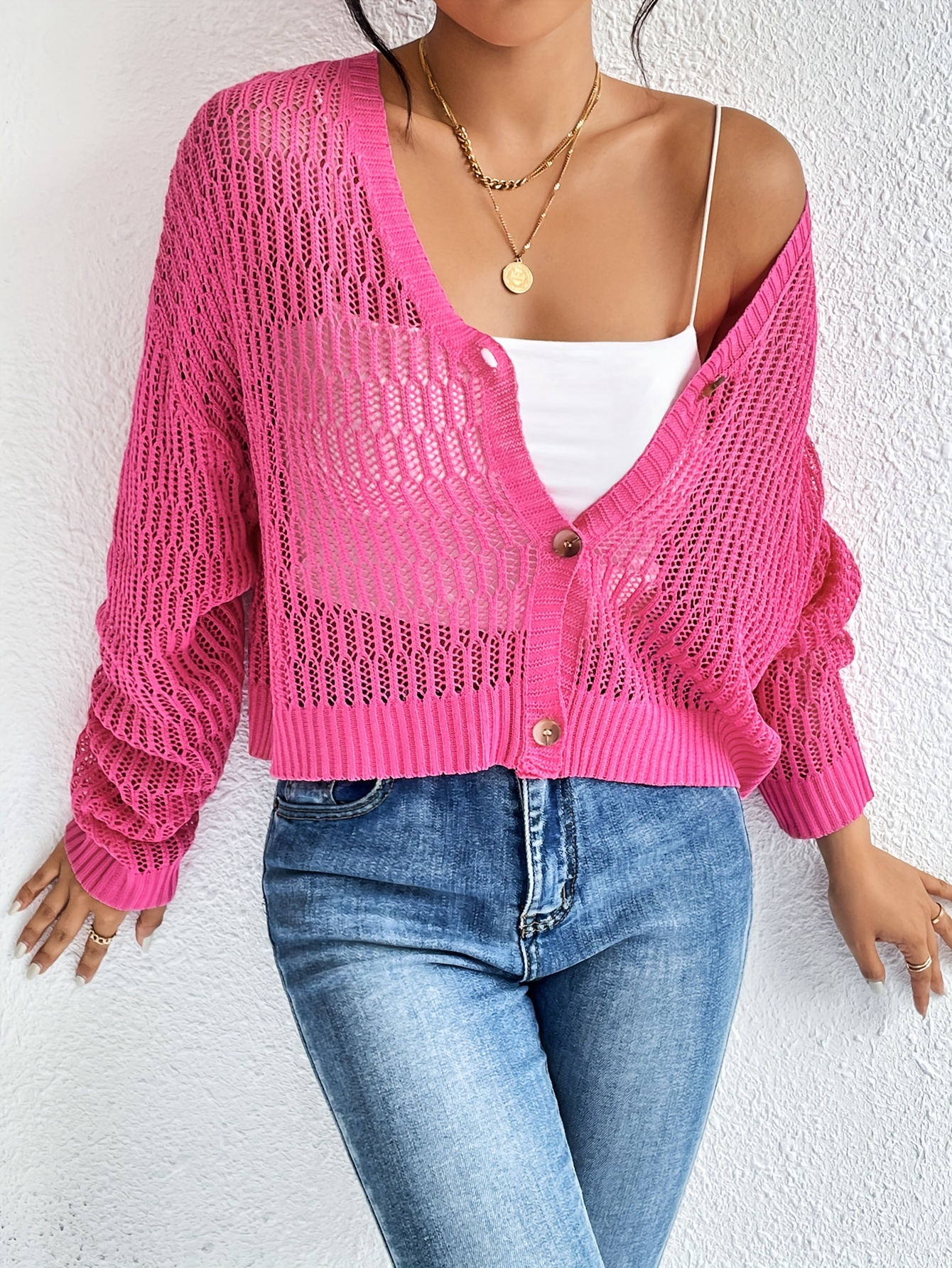 Solid Tie Front Knitted Cardigan, Y2k Bell Sleeve Crop Cardigan For Spring  & Fall, Women's Clothing - Temu