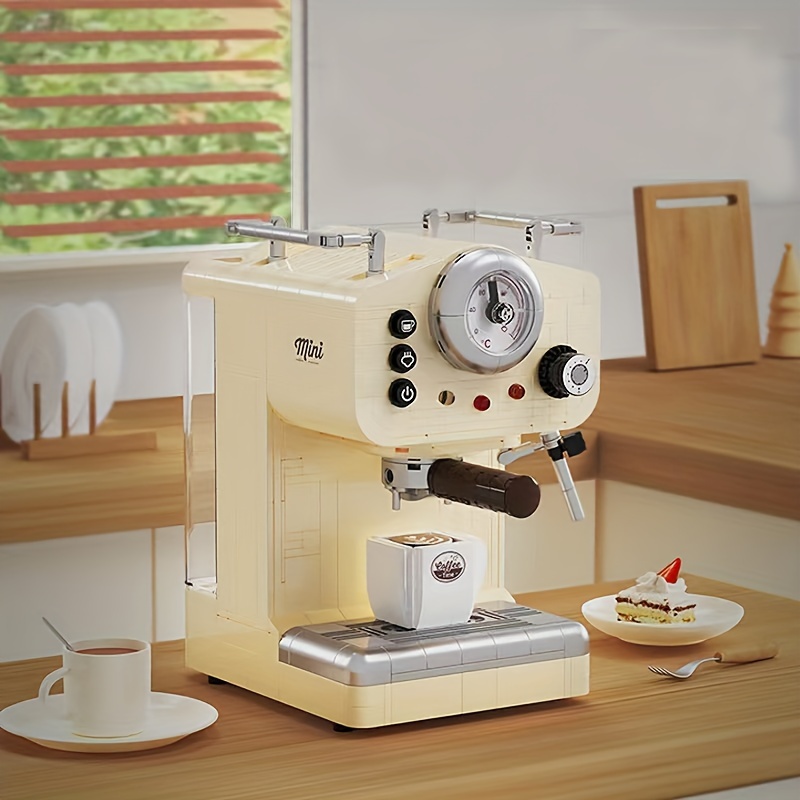 Retro Coffee Machine Building Block Kit Collectible Display - Temu