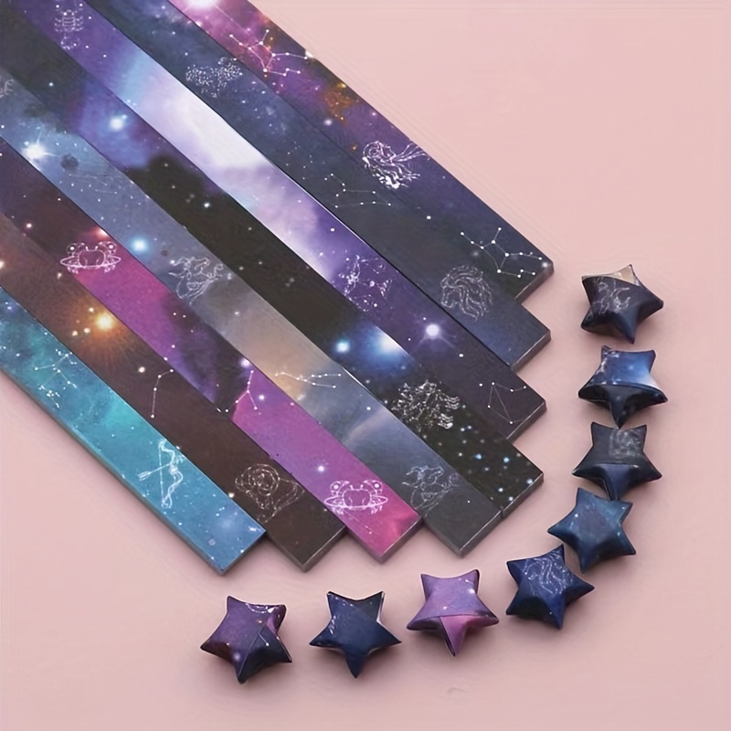 Origami Star Paper Strips, Handmade DIY Lucky Star Origami, Star Pattern