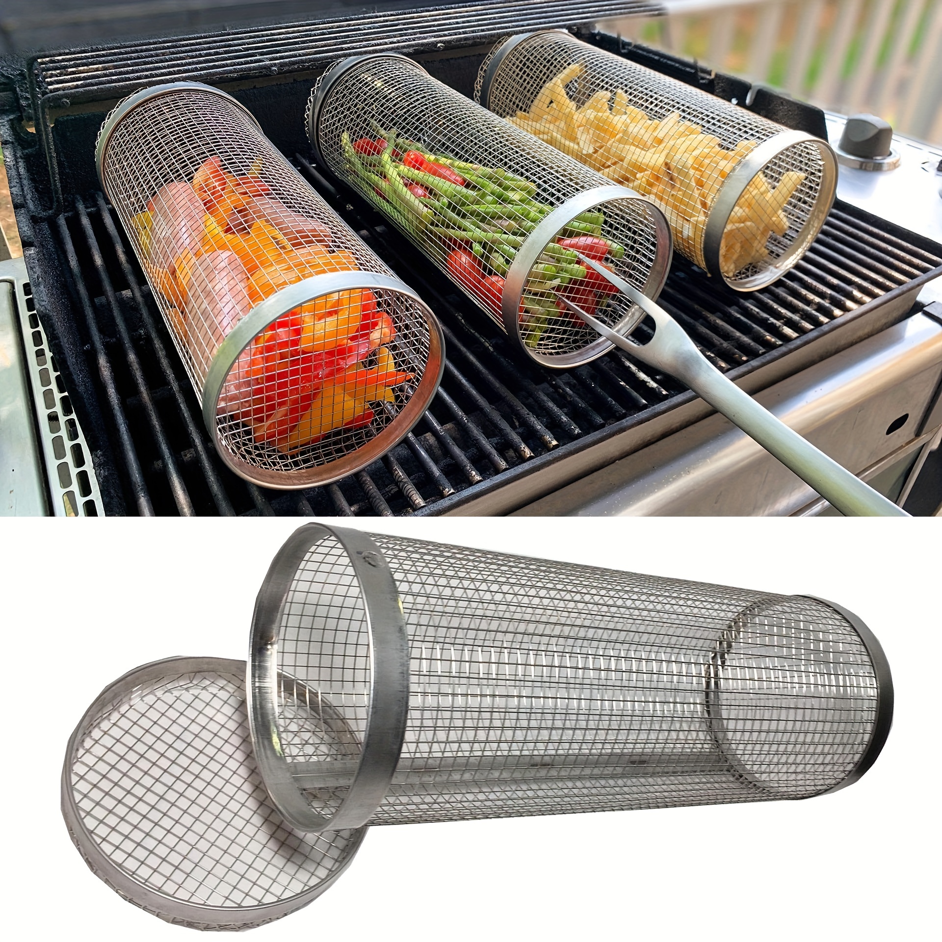 304 Stainless Steel Grill Row Reusable Grill Net Camping - Temu