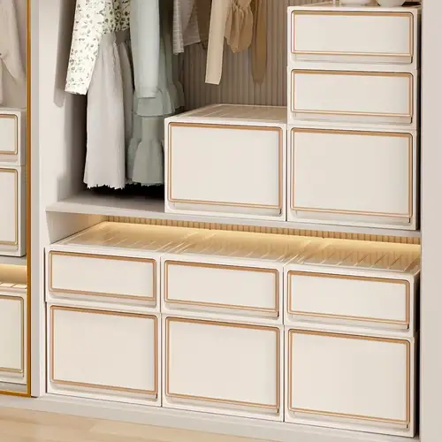 TOMYEUS Plastic Wardrobe Kid Wardrobe Storage Cabinet Simple Assembly  Plastic Closet Bedroom Furniture Translucent Door Panels, Multiple Size  Options