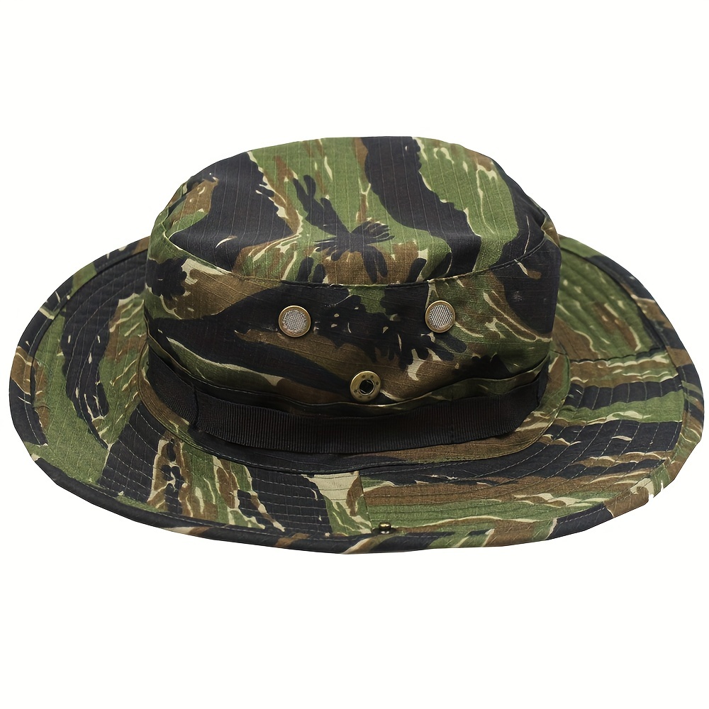 Camouflage Bucket Hats Wide Brim Sun Cap Ripstop Camo Fishing Hunting Hiking Men HT0783H16