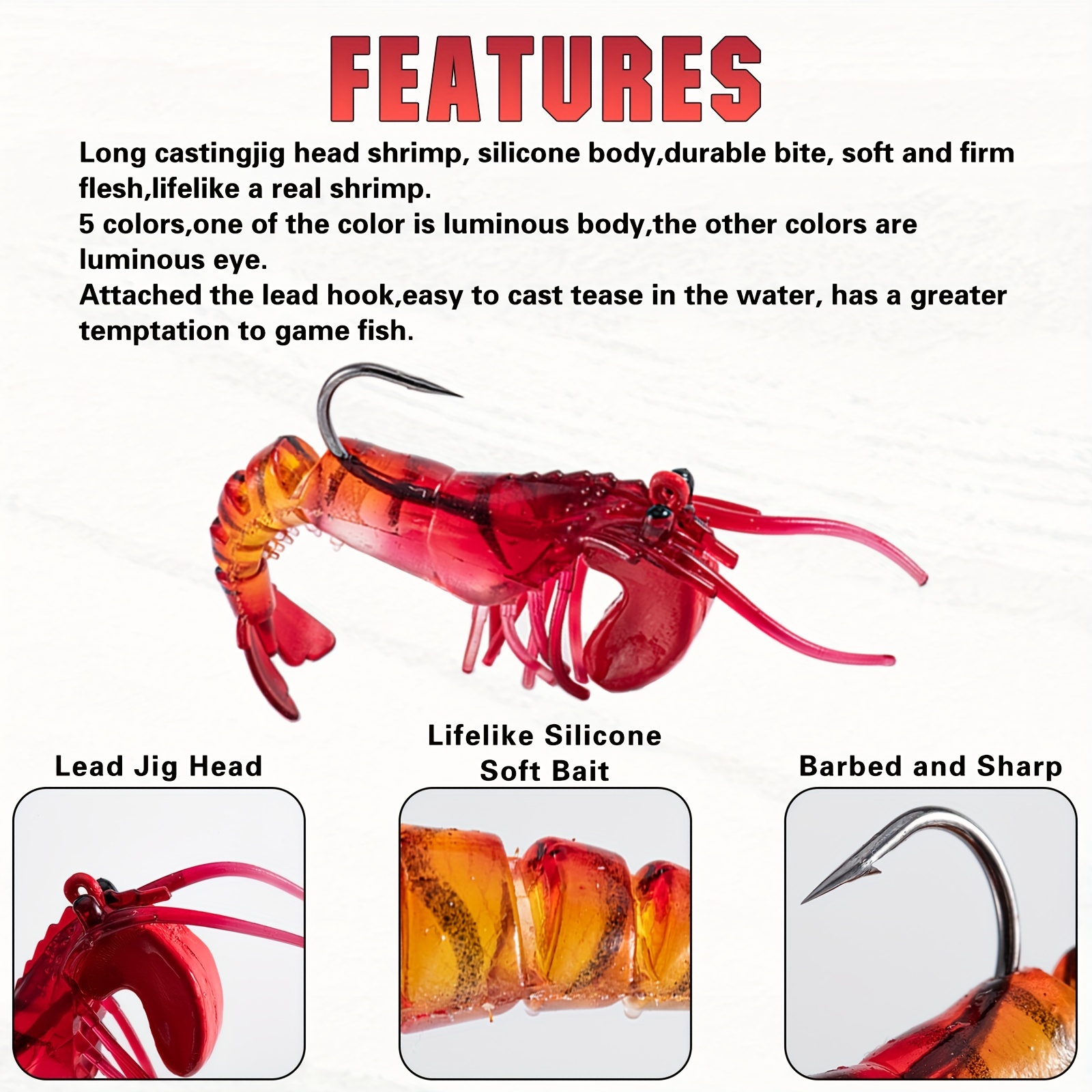 Outshred Soft Shrimp Lures Pre rigged Crayfish Robotic - Temu