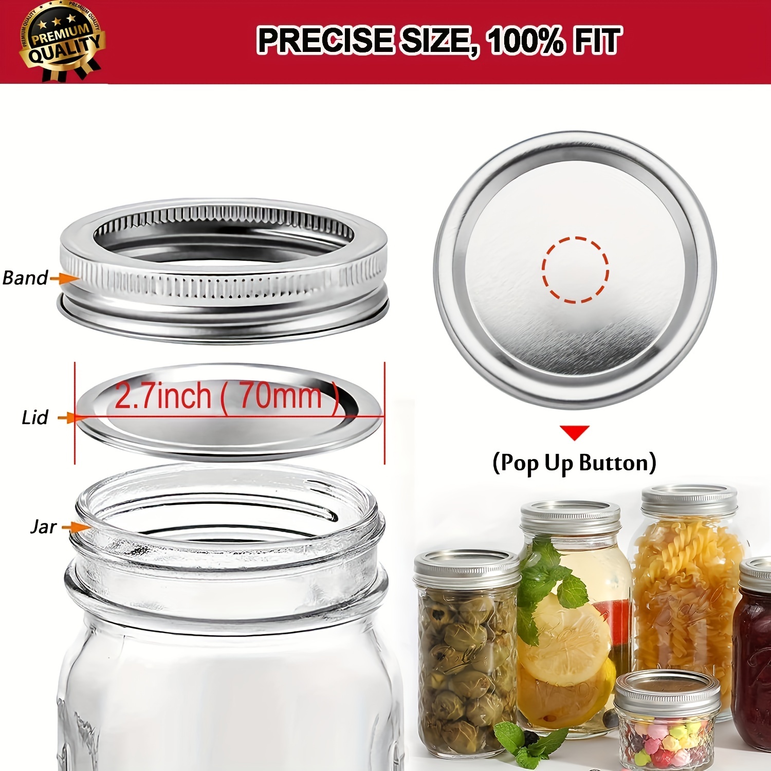 Wide Mouth Canning Lids, Mason Jar Lids, Wide Mouth Bulk Canning Jar Lids  For Canning Food, Jams, Fruits, Diy Decorations-100% Airtight, Wide Mouth Mason  Jars, Home Kitchen Supplies - Temu