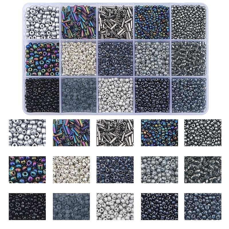 15 Grids Glass Seed Millet Beads Tube Beads Glass Trumpet Beads