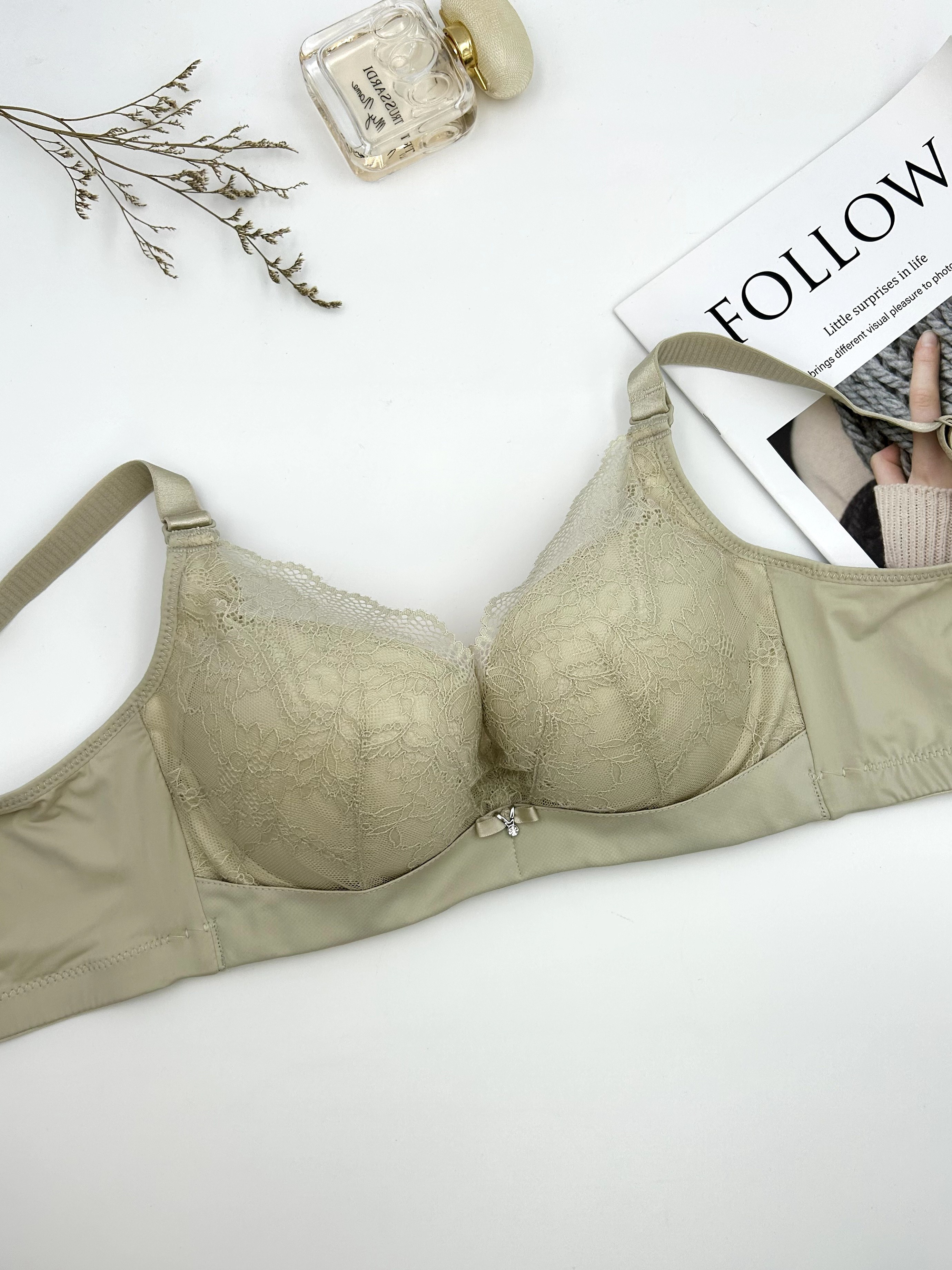 Contrast Lace Push Up Bra, Comfy & Breathable Intimates Bra, Women's  Lingerie & Underwear