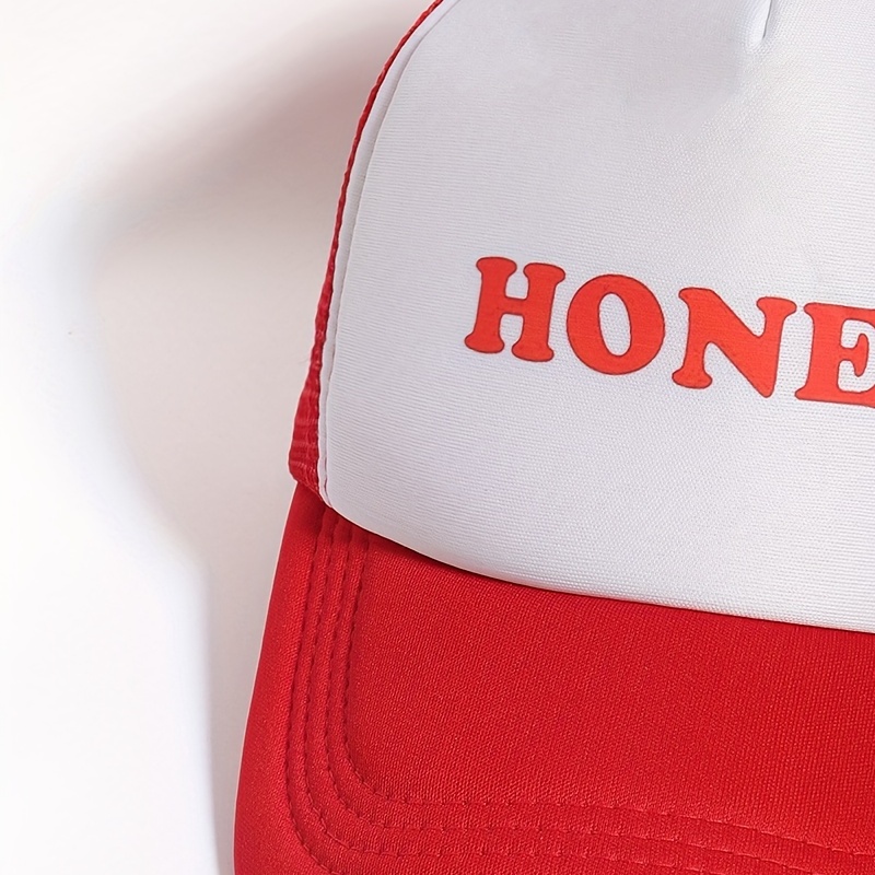 HONEY Print Red Trucker Hat, Unisex Baseball Cap
