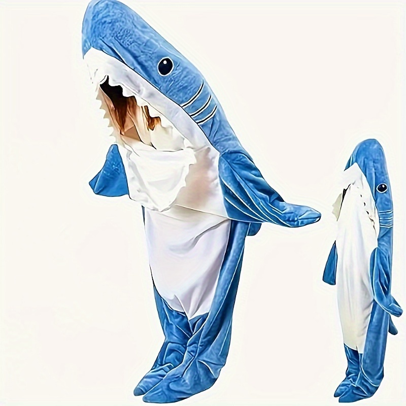 Manta de tiburón Ultra suave para niños y adultos, Sudadera con capucha,  cálida, usable, aire acondicionado, chal, saco de dormir, pijamas de  siesta