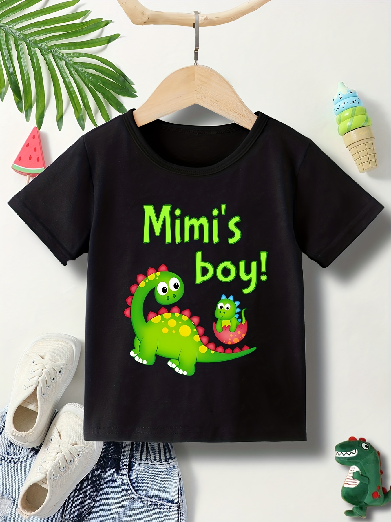 Cute Cartoon Dinosaur Mimi's Boy Letter Print Boys Creative - Temu