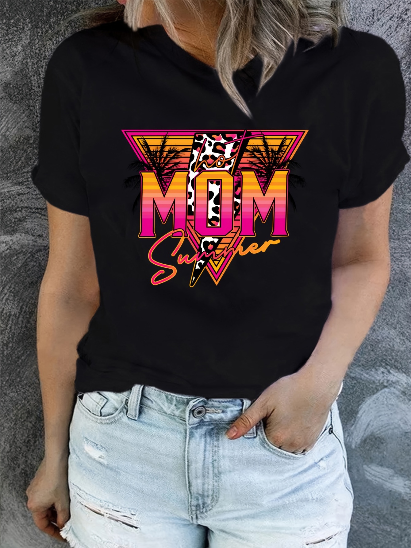 2023 Mama Letters Print T-Shirt Women Short Sleeve Casual Graphic Tees Tops  Mother's Day Shirts Gift