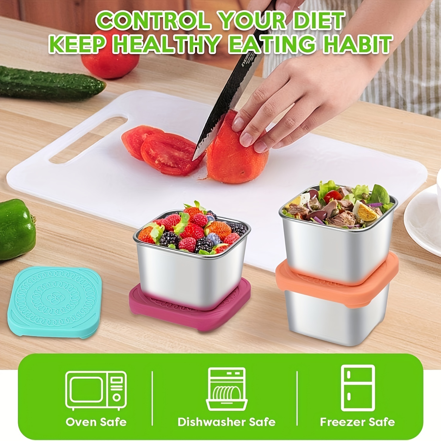 Sauce Cup With Lid, Square Stainless Steel Sauce Container, Snack Containers,  Small Metal Food Storage Container With Lids, Leakproof Snack Lunch  Container For Office, Travel, Kitchen Gadgets, Cheapest Items - Temu