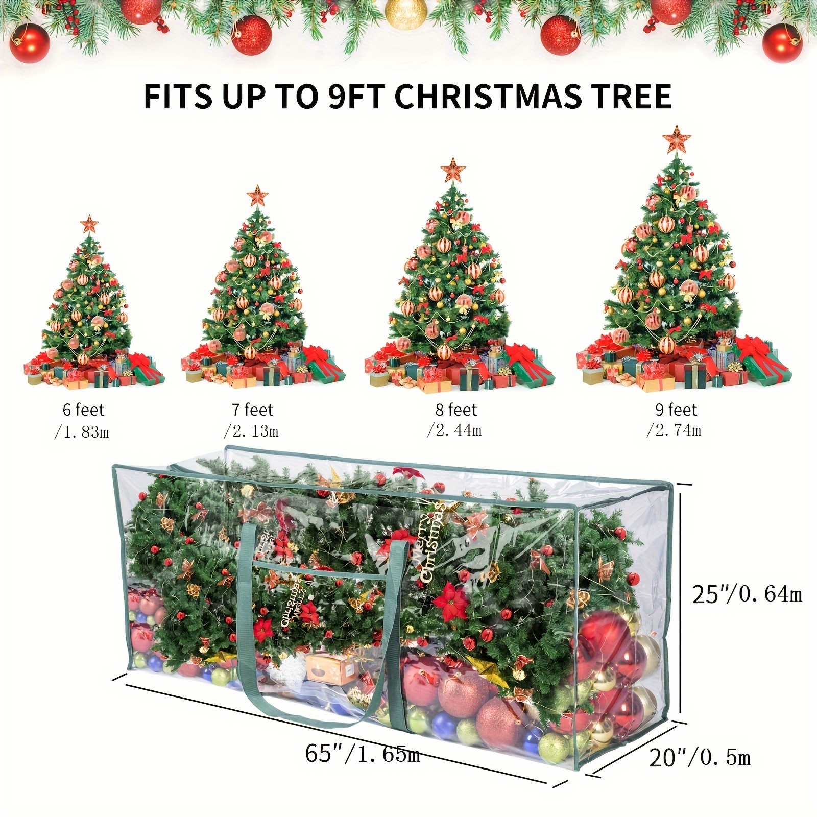 Christmas Tree Storage Bag [fits Up To Xmas Tree] Heavy Duty Extra Large  With Durable Reinforced Handles & Double Zipper, [waterproof Dust  Protectione] Christmas Tree Storage Containers, Festival Home Organization  And Storage