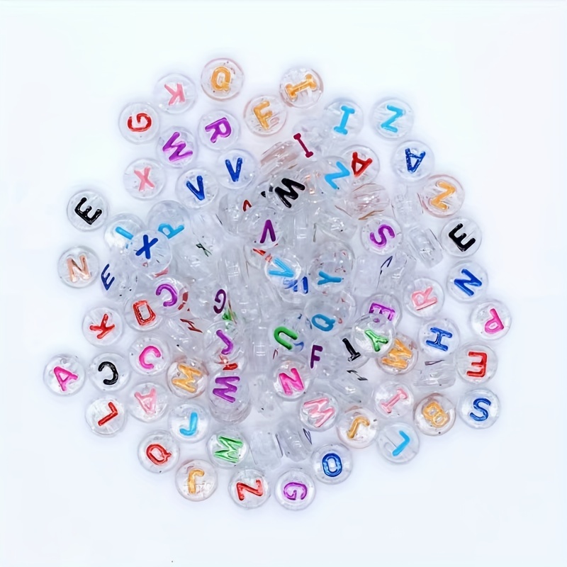 High Quality Round Square 26 English Letter Beads Black - Temu