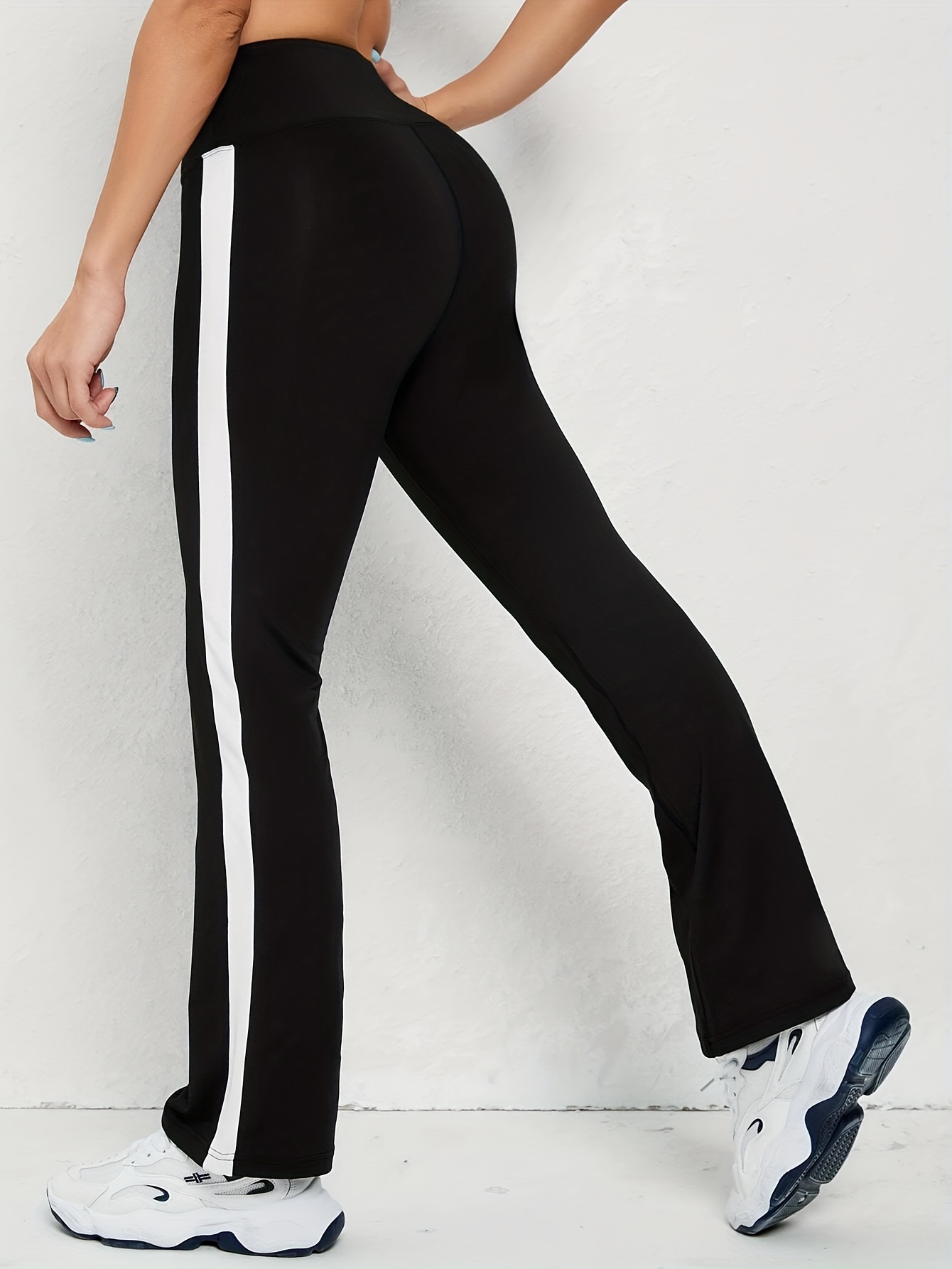 Solid Color Bootcut Workout Leggings Wide Leg Quick Drying - Temu