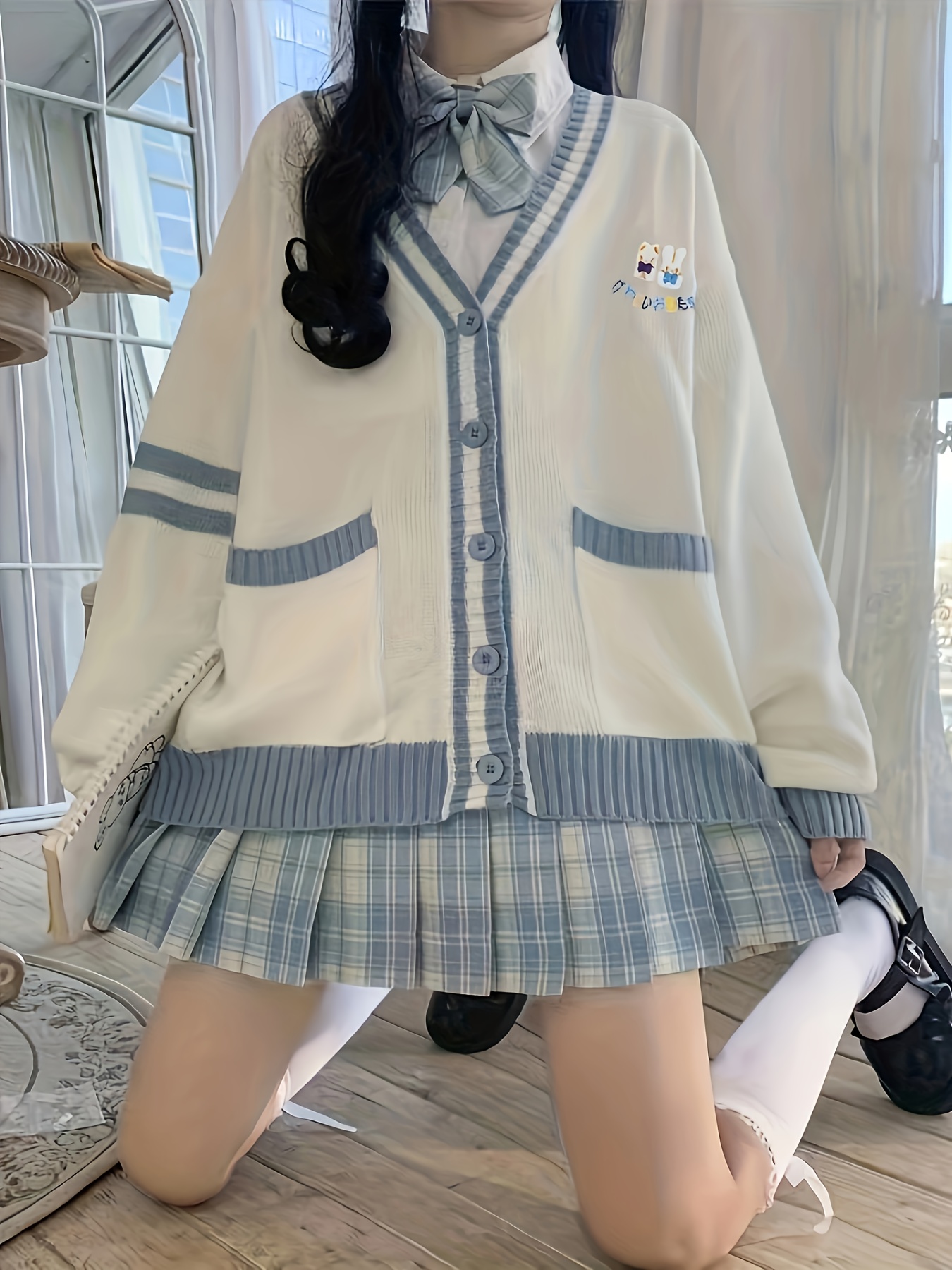 Girls top Shirt Tops Long Sleeve Loose Casual Preppy Style Japanese Kawaii  Cute