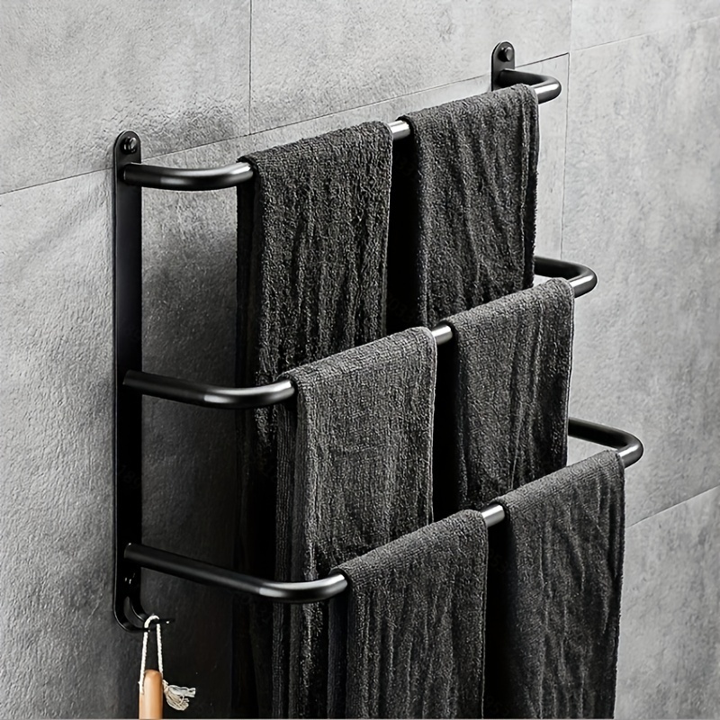 Toallero de bambú de 30 pulgadas para baño montado en la pared, toallero  enrollado con gancho, organizador de almacenamiento de toallas de gran