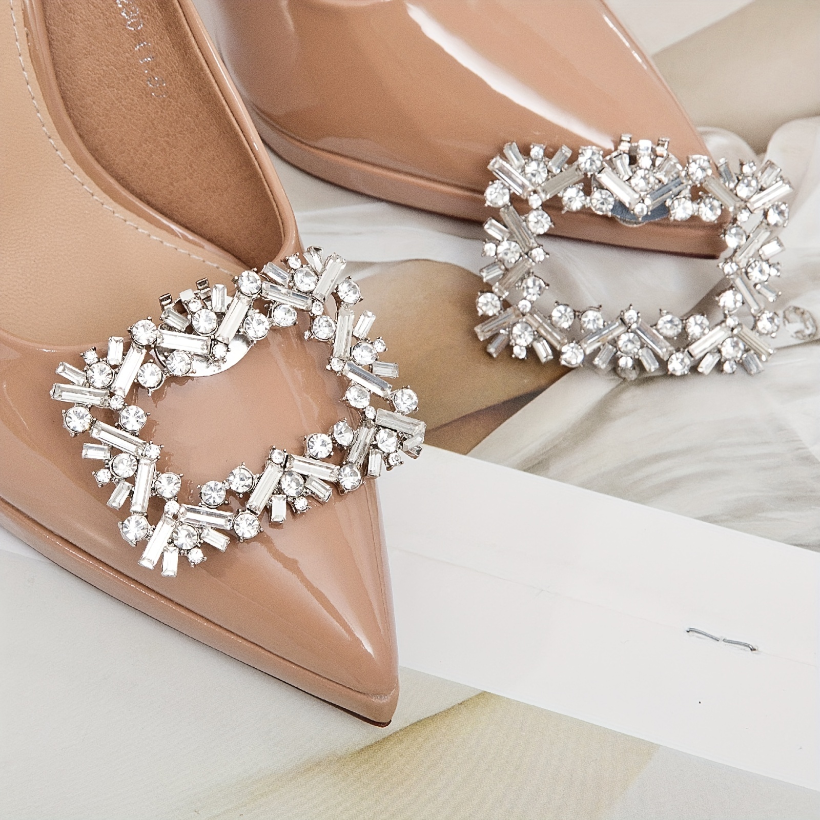 1 Pair Decorative Shoe Clips PU Leather Bow Shoe Flower Detachable Shoe  Decoration for Flats Pumps
