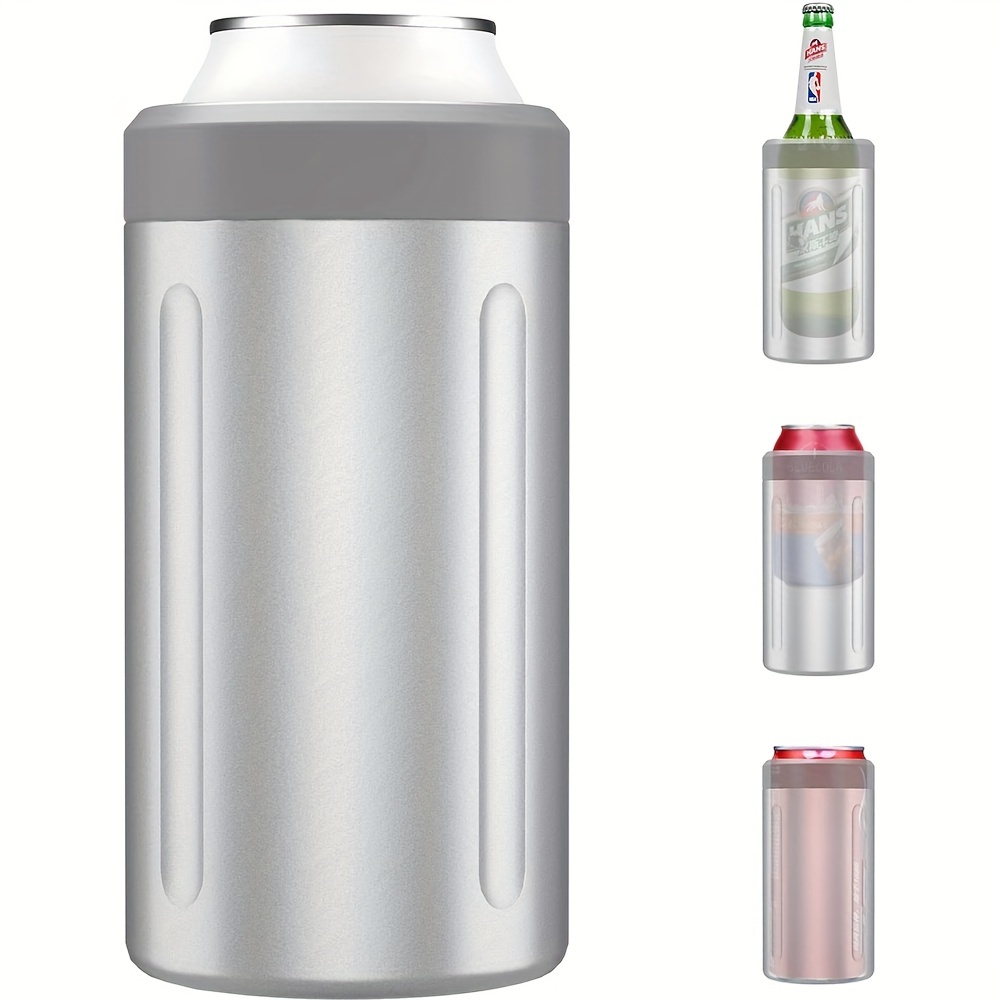 3 in 1 Insulated Slim Can Cooler for 12 oz Cans and Beer Bottle, Stainless  Steel