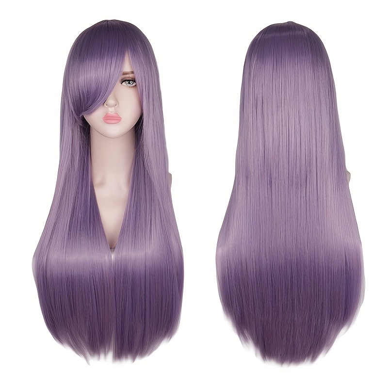 Long Straight Synthetic Wig With Bangs Heat Resistant For Halloween Cosplay