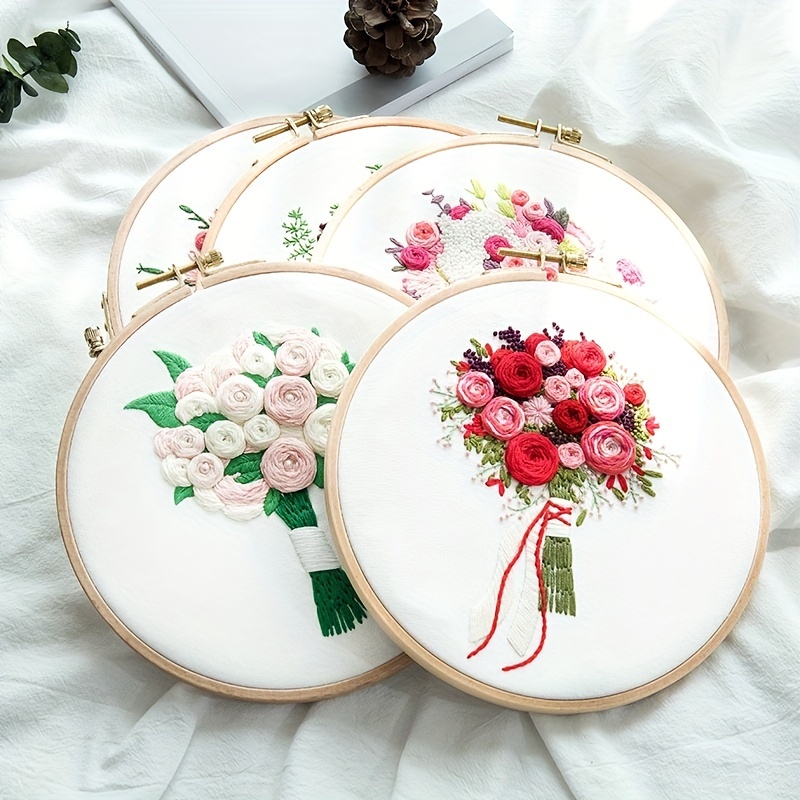 Rose Flower Embroidery Kit Handmade Self Embroidery - Temu