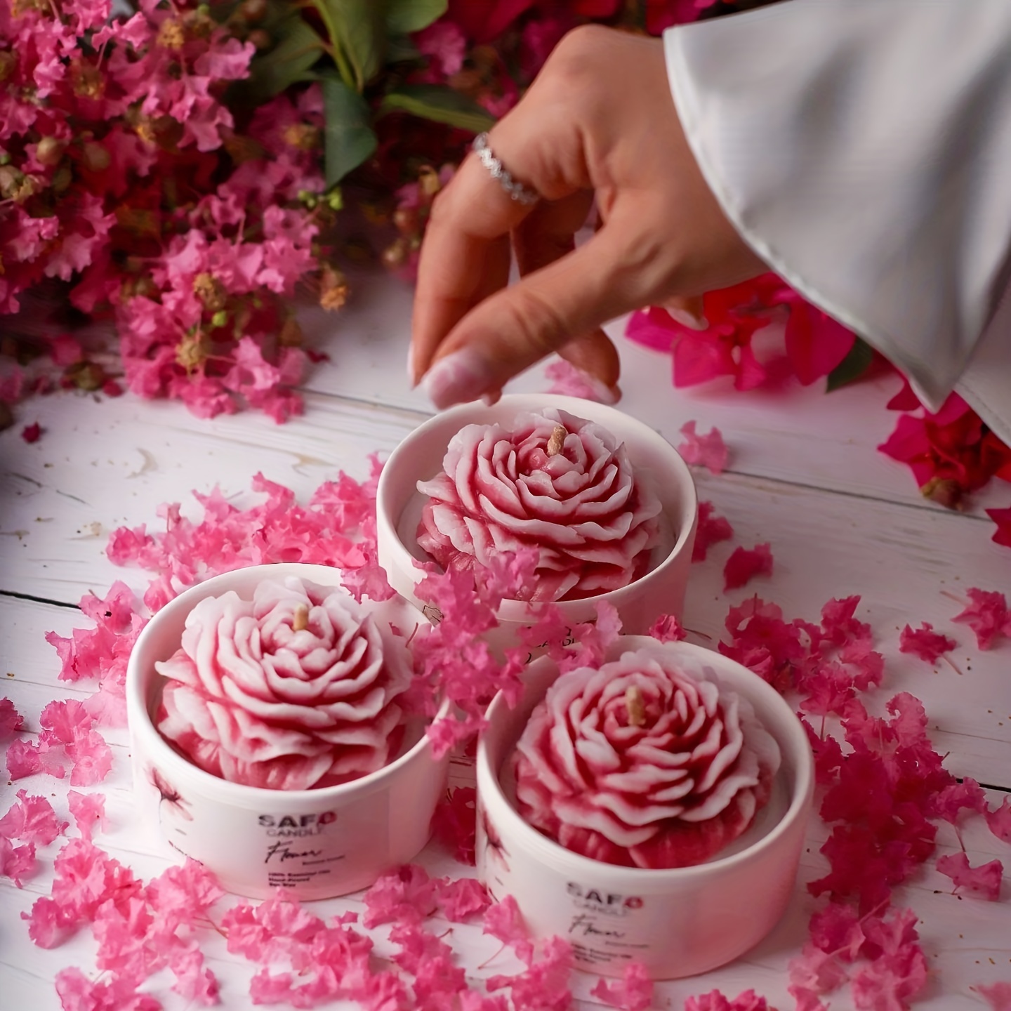 Velas decorativas de cera de soja rosa en forma de U con aroma a rosa,  velas decorativas de pilar pequeño, decoración geométrica minimalista para