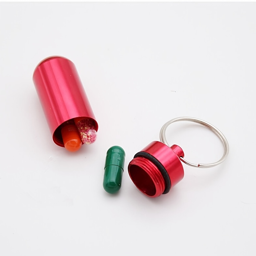 Llavero de pastillero, colorido, portátil, impermeable, mini píldoras, caja  de almacenamiento de píldoras, caja sellada para medicina de emergencia