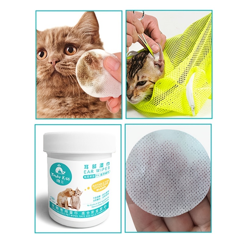 120pcs Pet Ear Cleaner Wipes - Remove Dirt & Odor from Dog & Cat Ears