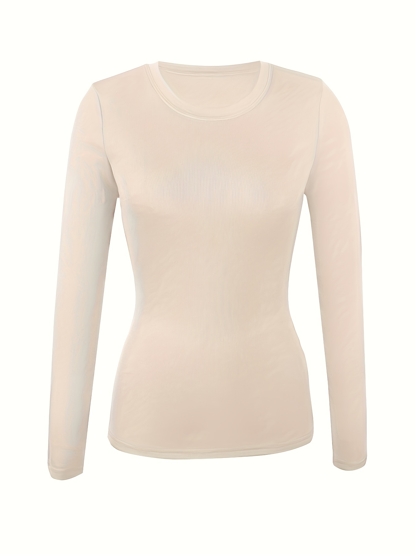 RYRJJ Womens Crewneck Short Sleeve Ribbed T-Shirt Slim Fit Tops Solid Basic  Tee(Khaki,L)