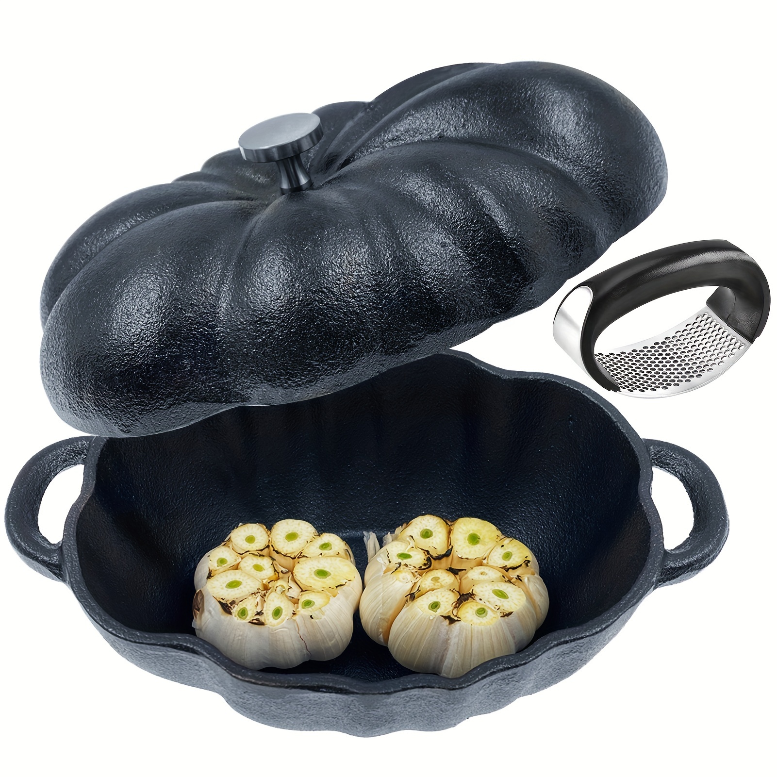 Charcoal Companion Cast Iron Garlic Roaster and Squeezer Set