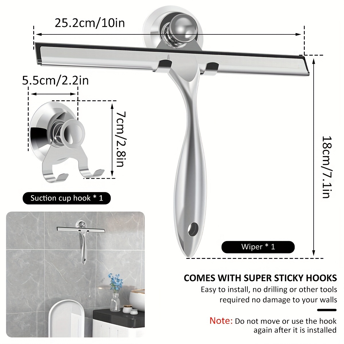 Handheld Glass Wiper Stainless Steel Shower Squeegee - Temu Canada