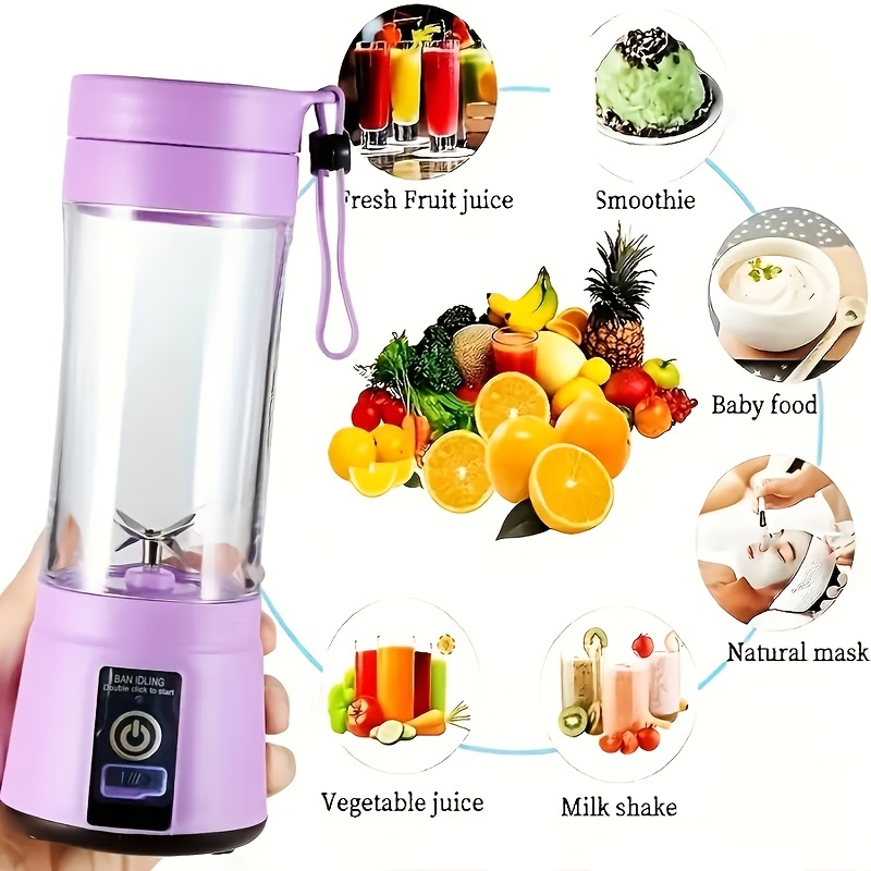 Portable Rechargeable Juicer Blender, Electric Mini Juicer Mixer With 4  Stainless Steel Blades, Making Freshly Squeezed Juice