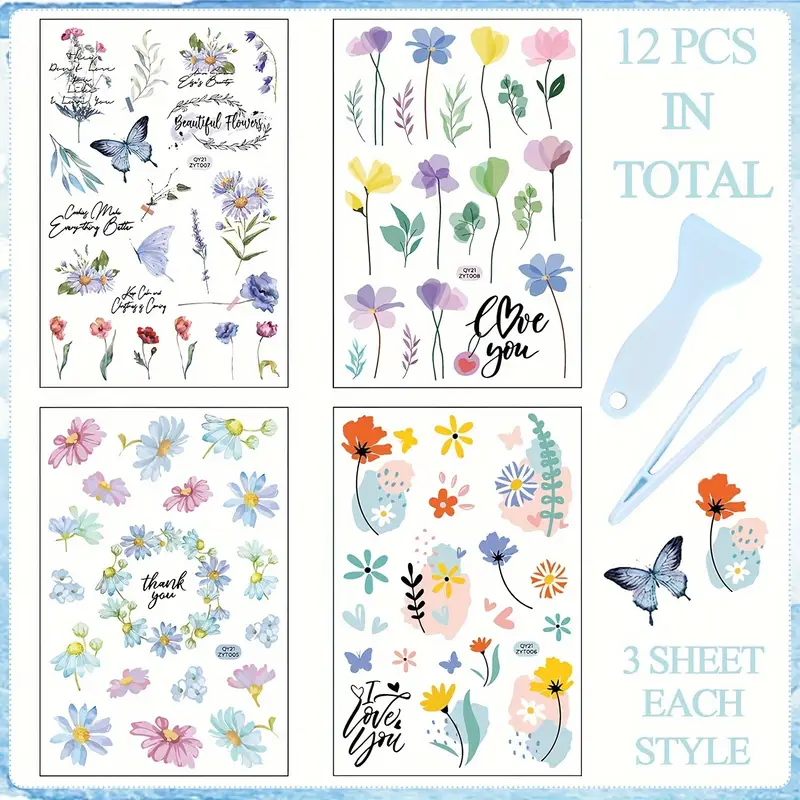 Thank You Floral | Silver Foil Transfer Stickers * Thank You Floral | Silver Foil Transfer Stickers *
