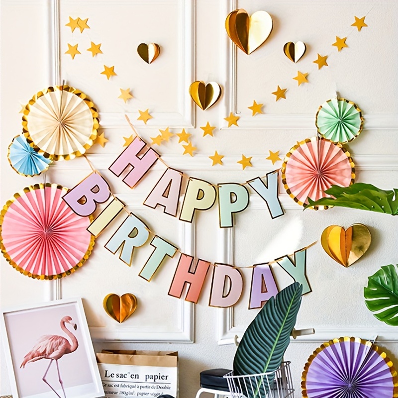Colorful Happy Birthday Letter Pull Flag Baby's First - Temu
