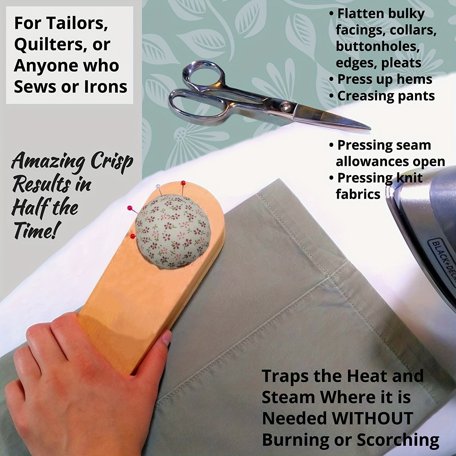 Wood Tailors Clapper Pressing Large for Sewing Dressmaking Quilting 