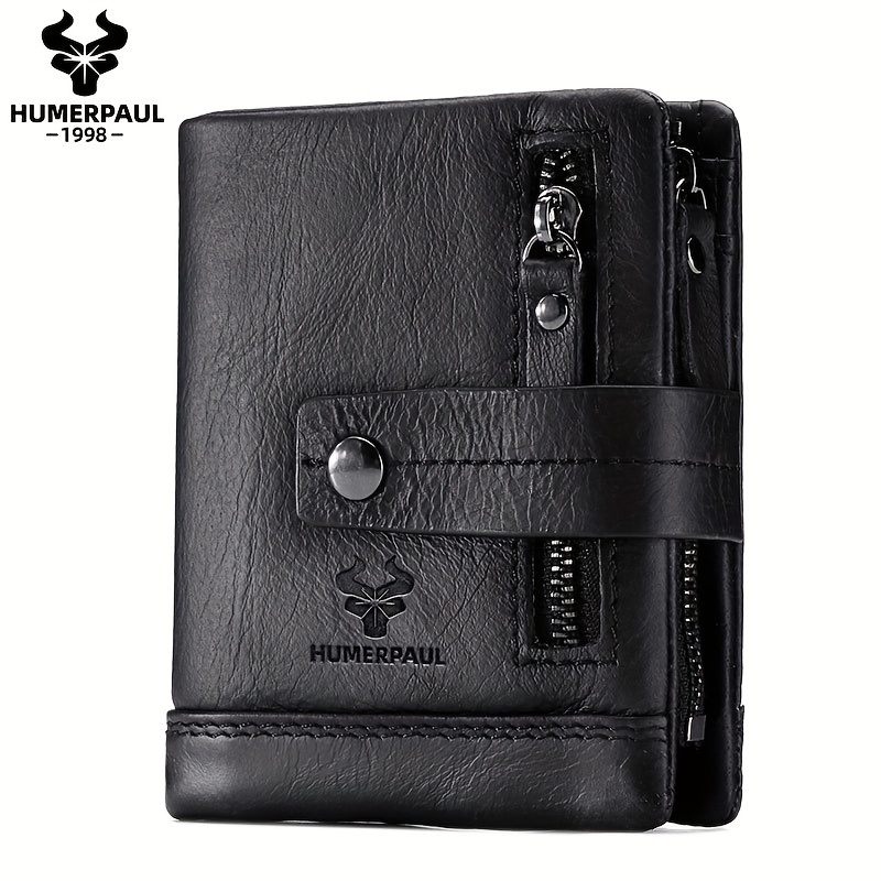 Man Purse Genuine Leather RFID Vintage Wallet Men with Coin Pocket Short  Wallets Small Zipper Walet with Card Holders
