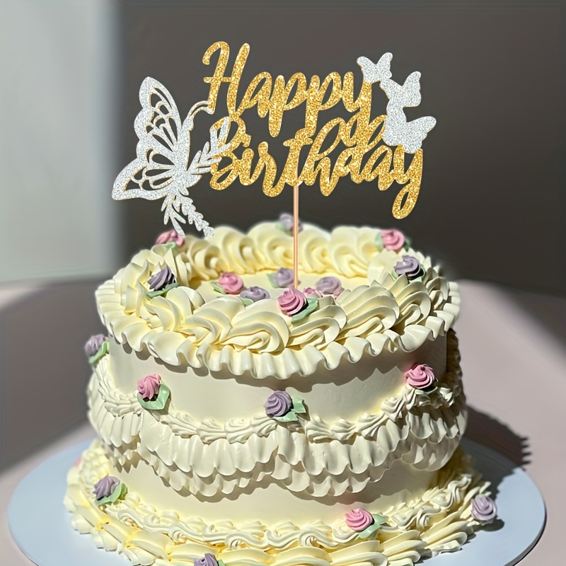 1 Pièce Décoration Gâteau D'anniversaire À Paillettes Roses - Temu France