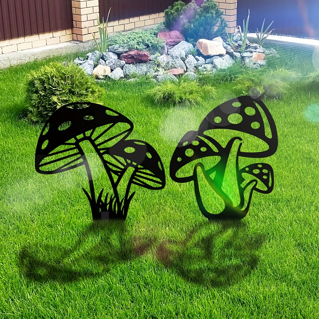 Silhouette déco jardin champignons 30x1x71