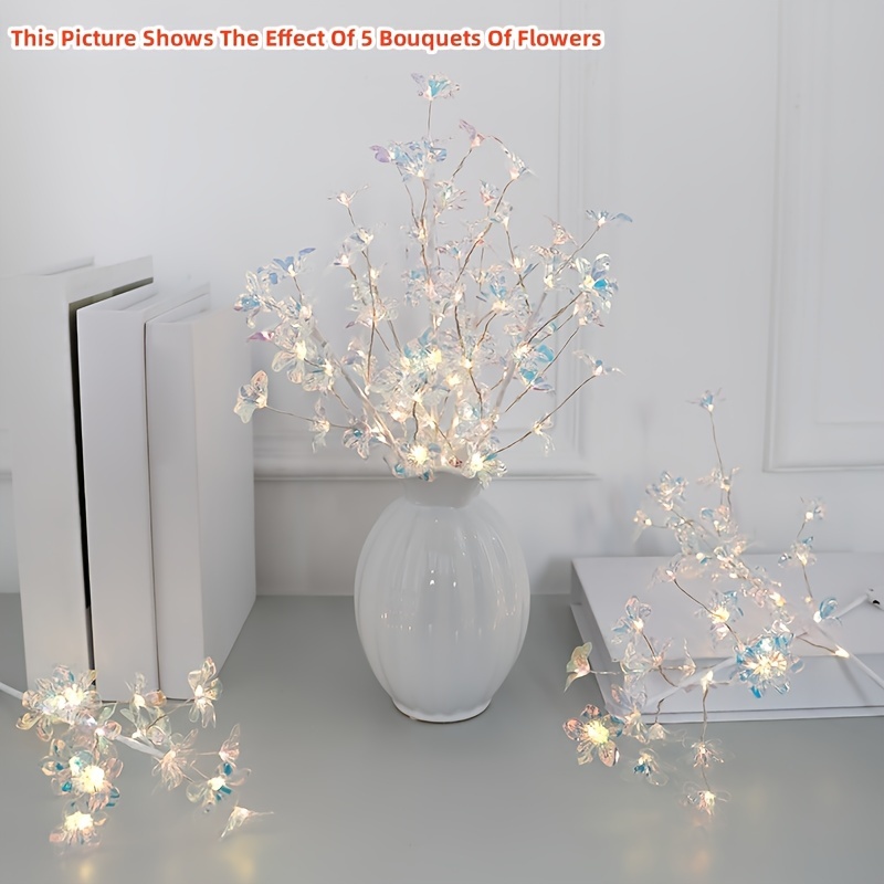 1pc Sparkly Fairy Jasmine Flower Night Lamp - DIY Artificial Flower Lamp For Bedroom, Desktop, And Party Decoration