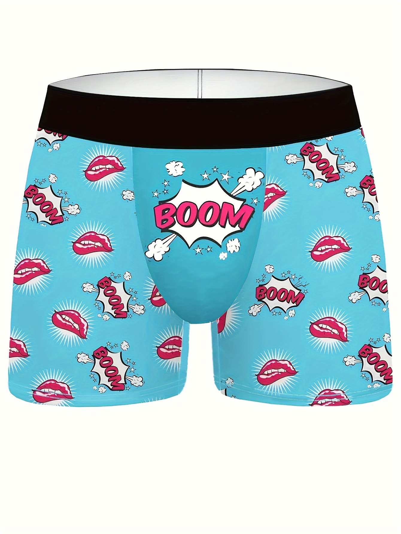 Men's Fashion Lips Print Fashion Boxers Briefs Breathable - Temu