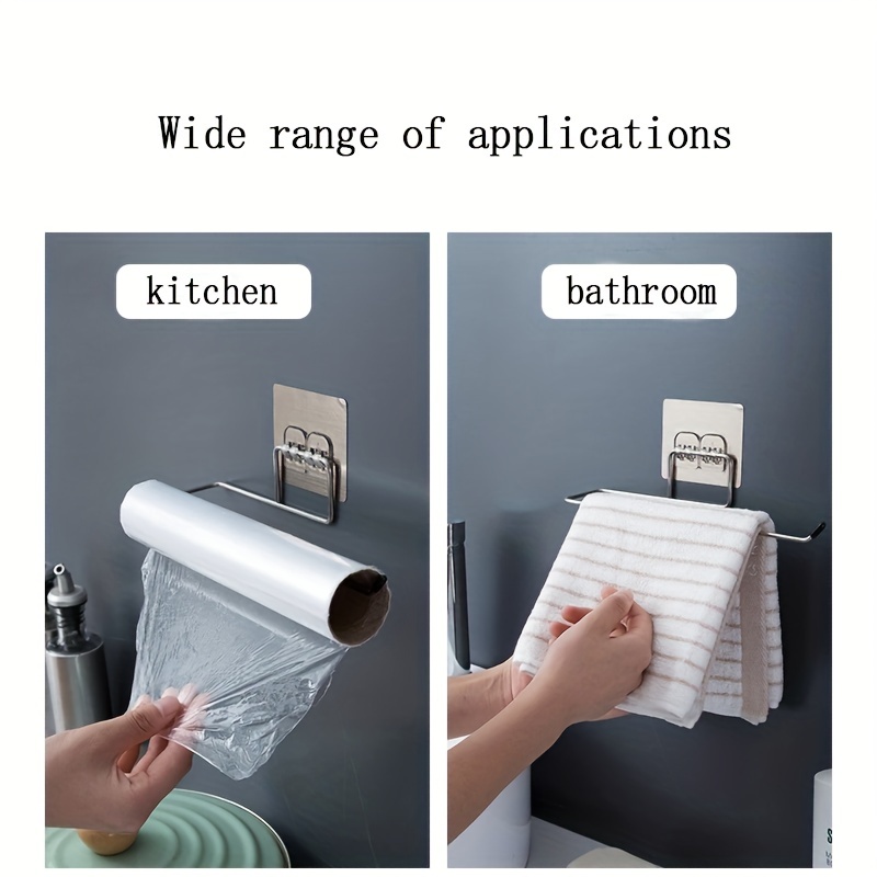  Wall Mounted Punch-Free Paper Towel Rack - Space Saving,  Rust-Proof, and Durable Organizer for Kitchen and Bathroom