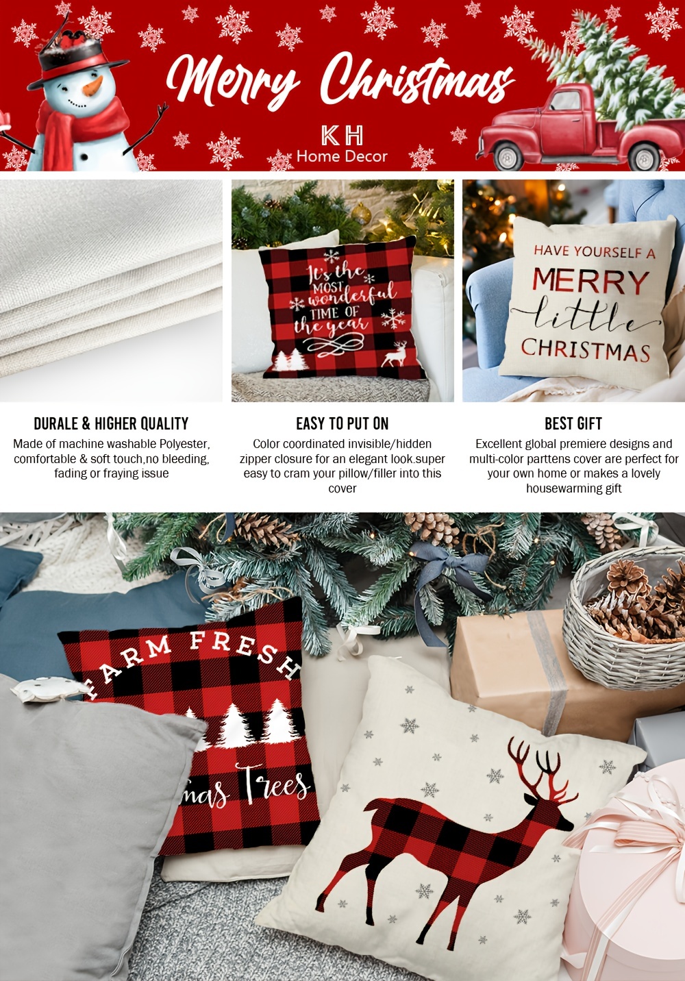 HAVE YOURSELF A MERRY LITTLE CHRISTMAS - THROW PILLOW WITH INSERT