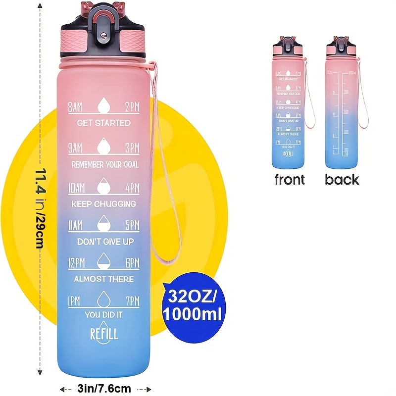 1000ml Gradient Water Bottle for Travel Sports