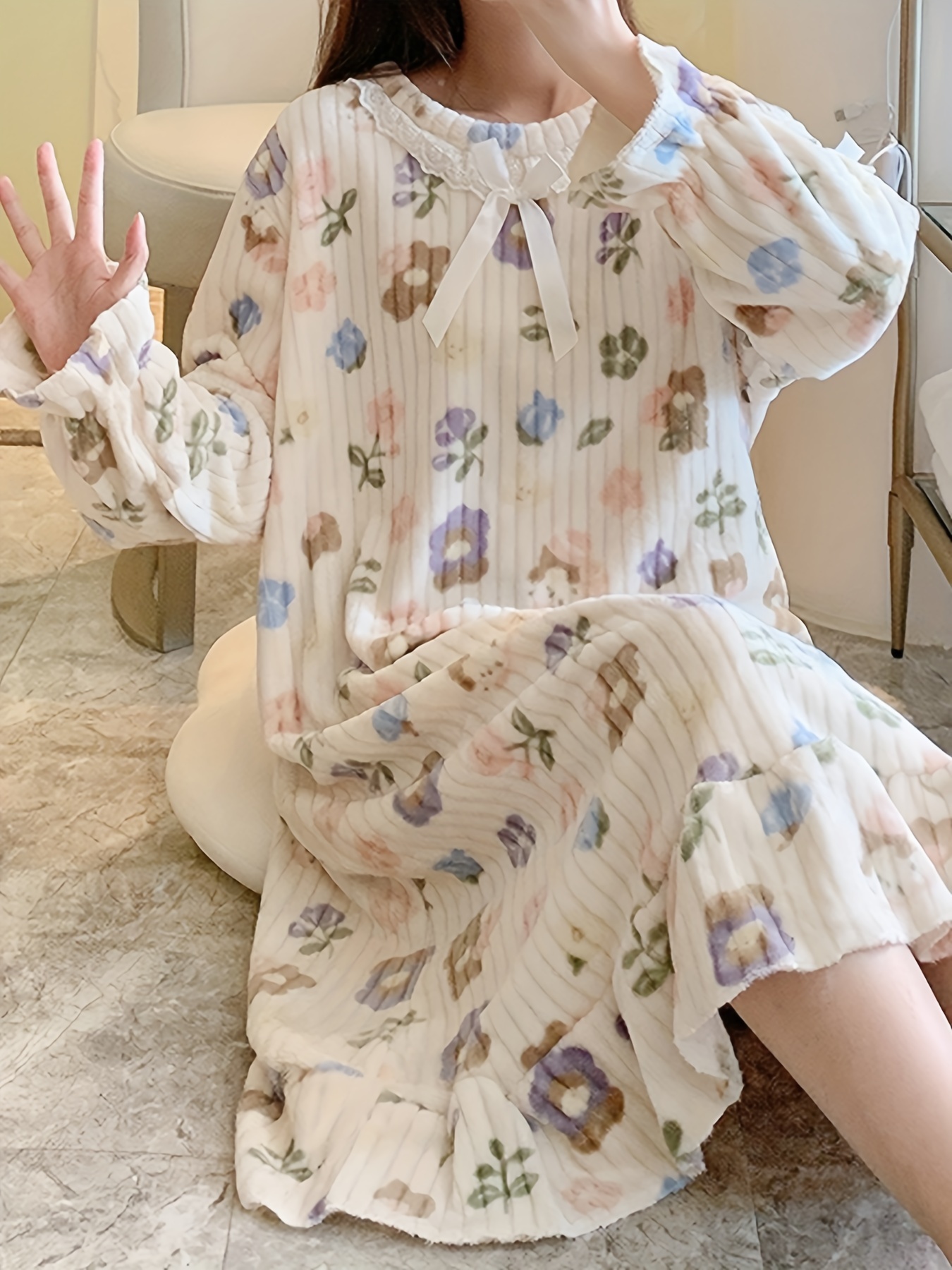 Flannel Night Dress - Temu